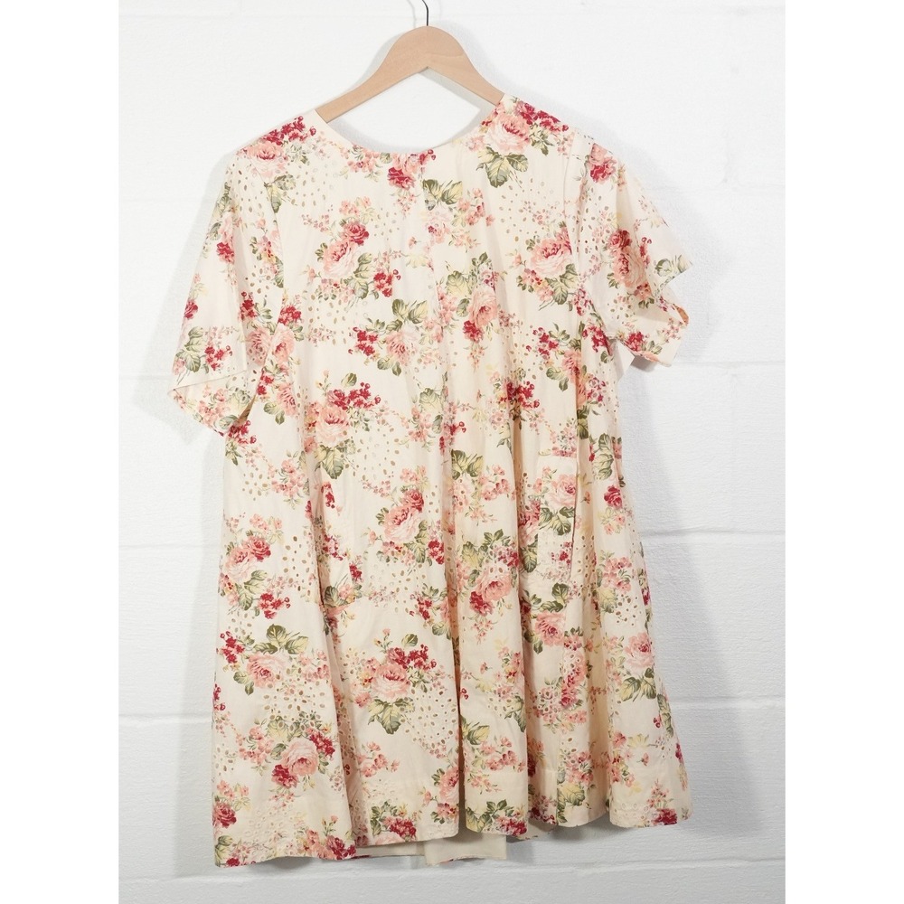 Hippington Camden Dress Women Large Cream Floral Eyelet Short Sleeve Mini